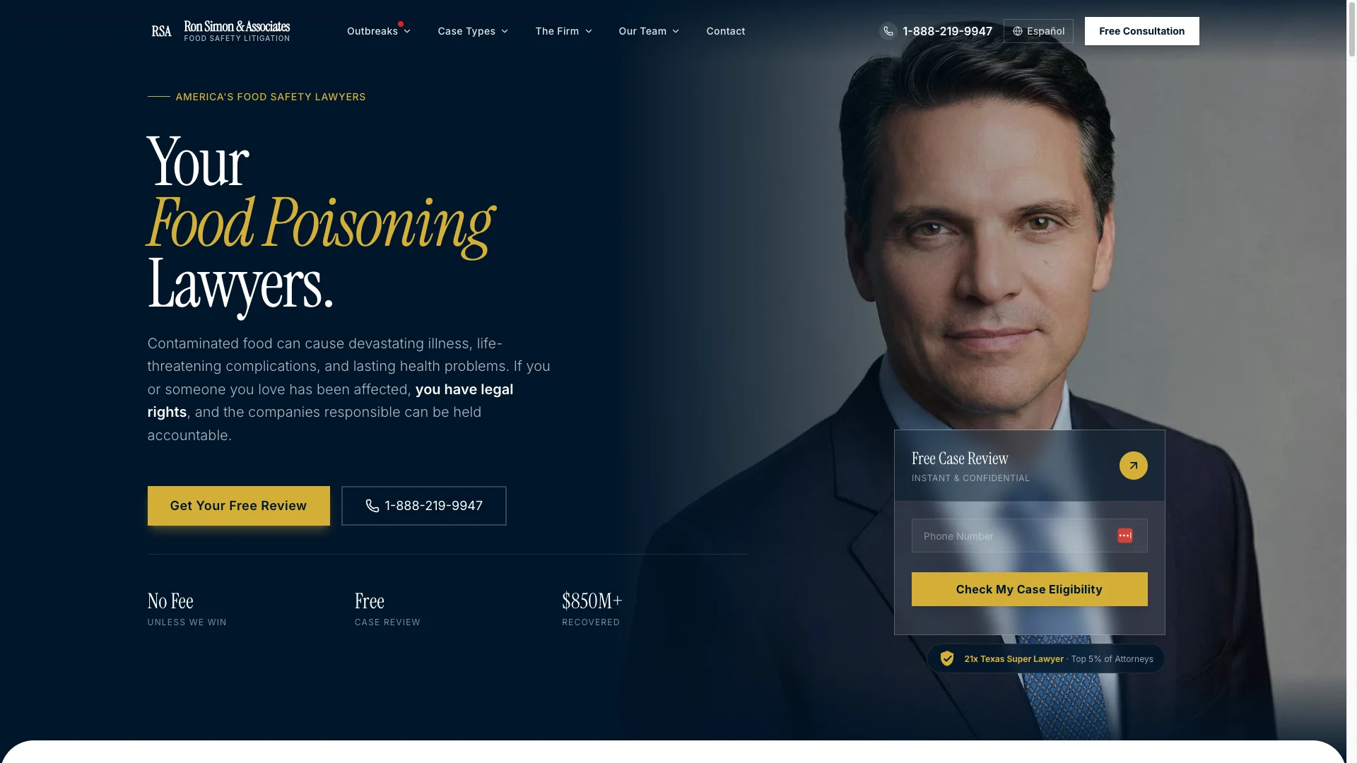Ron Simon & Associates website homepage